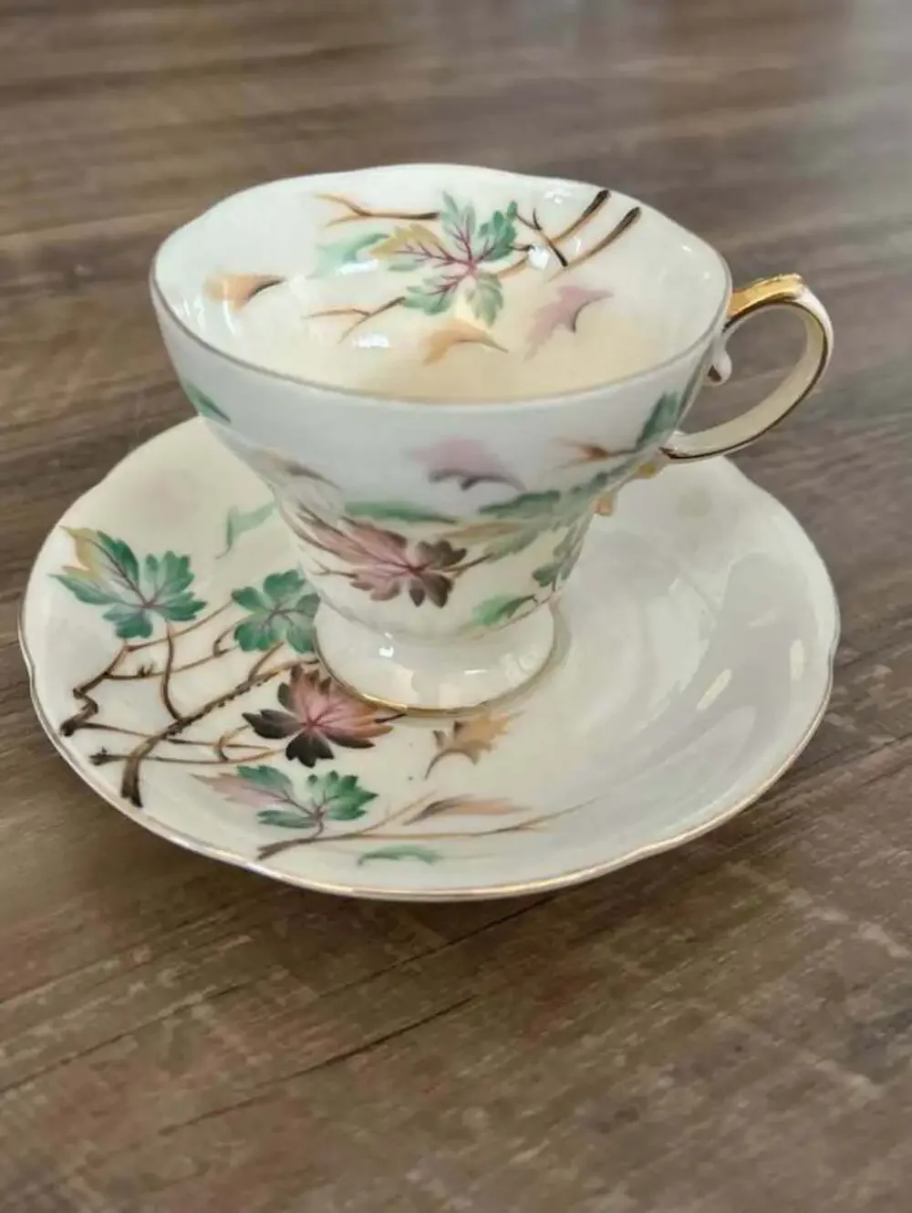 Vintage Hand-Painted Porcelain Teacup and Saucer Set